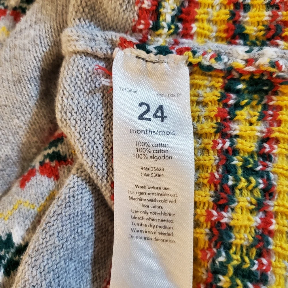 Carter’s Fair Isle Sweater Dress Gray Christmas Flowers Baby Girl Size‎ 24M